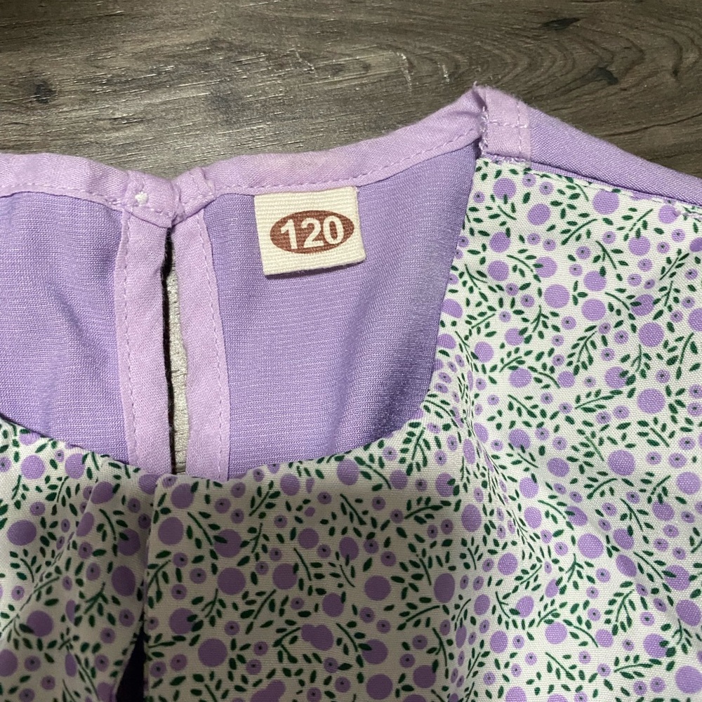 Purple Kids Dress with Floral Collar Size 5/6T - Picture 4 of 5